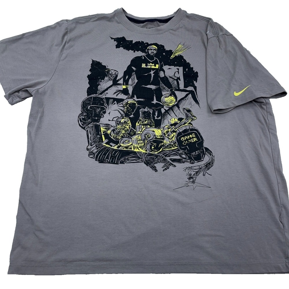 Nike Shirt Men XXL 2XL Gray Black Tee LeBron James LBJ King Dri Fit  Adult *‎
